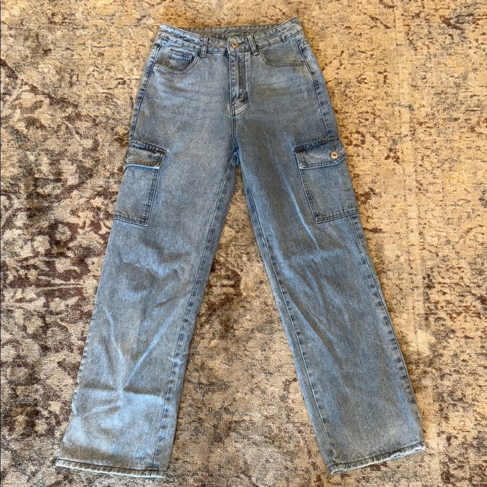 SHEIN Straight Leg Denim Cargo Jean
